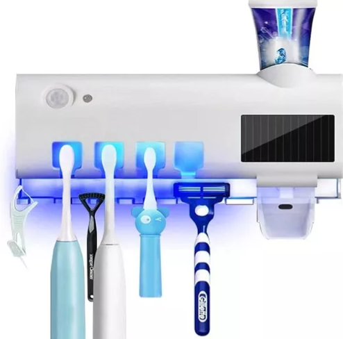 Soporte Esterilizador UV con Dispensador de Pasta dental