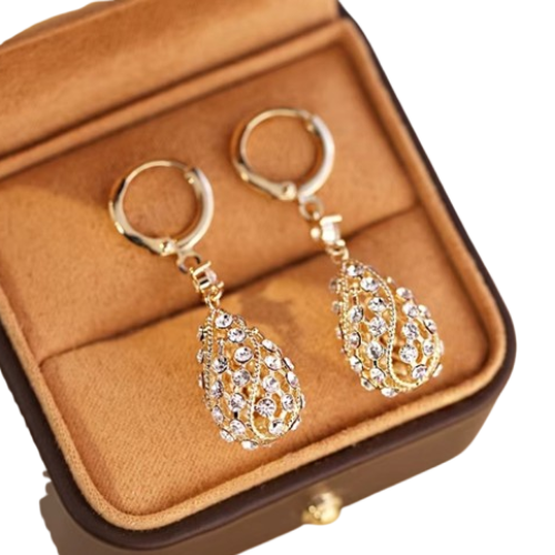 Aretes Dorados con Cristal Reluciente